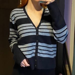 Cozy cardigan striped sweater NWT